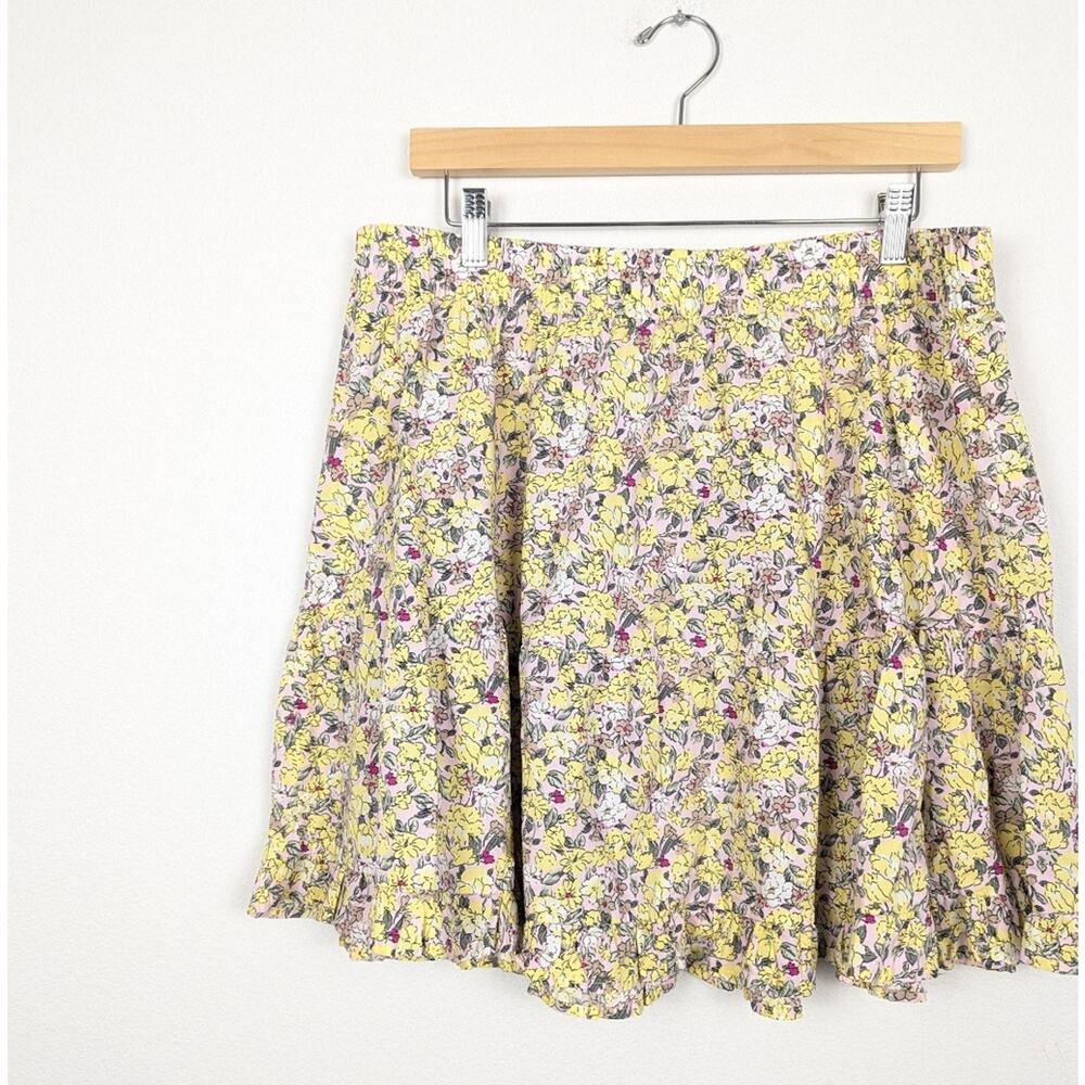 NWT Vero Moda Joa Lilac Yellow Floral Print High Waisted Short Skirt Size XL - Picture 3 of 8